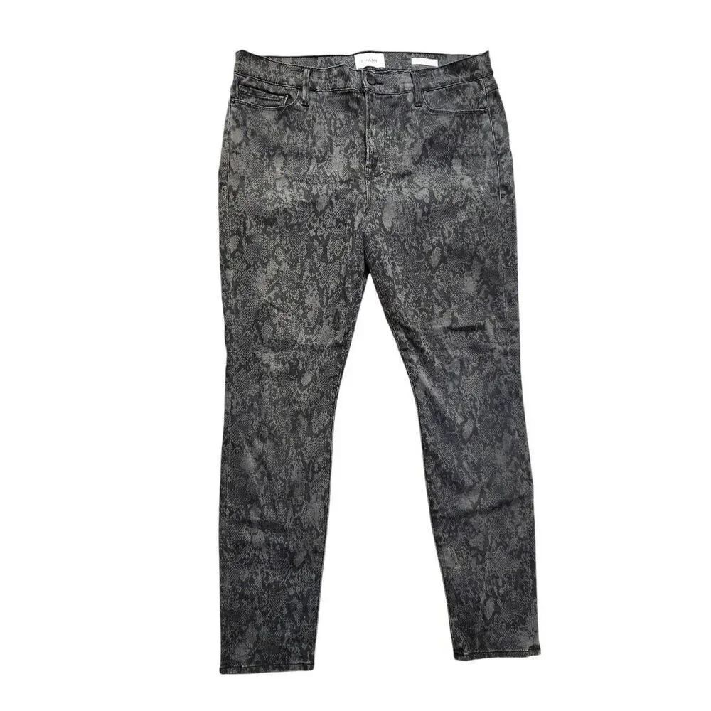 Frame 'Le Skinny de jeanne' womens jeans 34x29 black Tonal Python Stretch